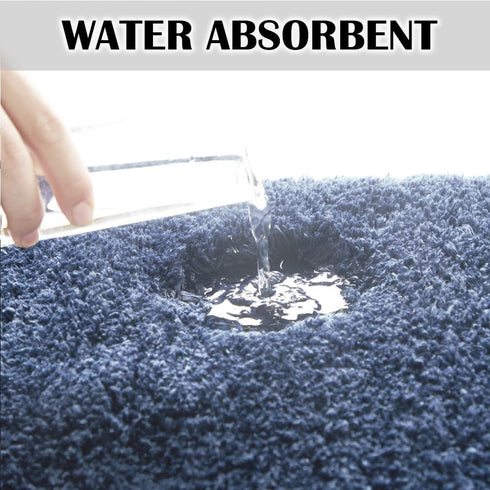 Suchtale Non Slip Bath Rug for Bathroom (20 x 32, Blue) Soft Microfiber Shaggy Mat, Machine Washable