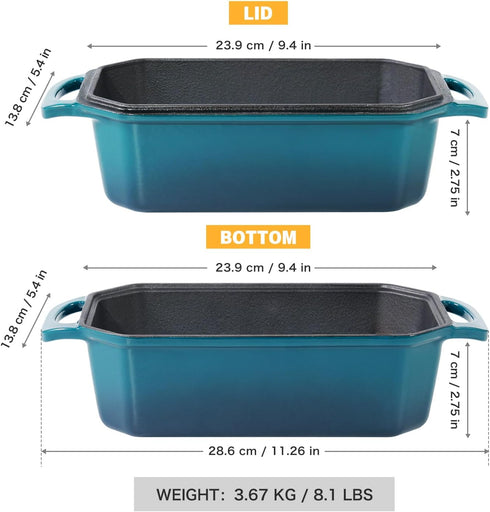 8.5x4.5 Inch Flavehc Bread Pan Cast Iron Loaf Pan with Lid Bread Loaf Pan Loaf Pan Enameled Cast Iron Sourdough Loaf