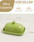 Sweejar Ceramic Butter Dish with Lid, Porcelain Butter Keeper for East/West Coast Butter, 7.1*3.7 inches