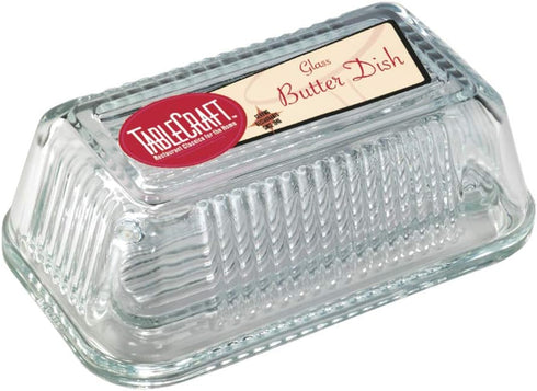 Tablecraft Ribbed Glass Butter Dish
