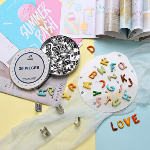 SurgeHai 26-Piece Small Alphabet Cutters Set (A - Z), Stainless Steel Decorating Tools