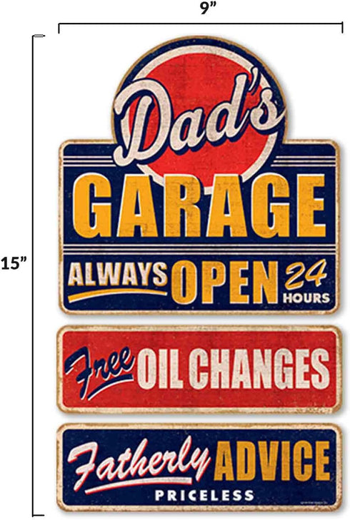 Dad's Garage Linked and Embossed Vintage Metal Sign - Great Gift Idea