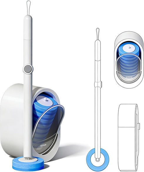 16 SOPAMI Disposable Toilet Cleaning System - Toilet Wand Kit with High-Performance Refills, Wall Mounted Toilet Brush