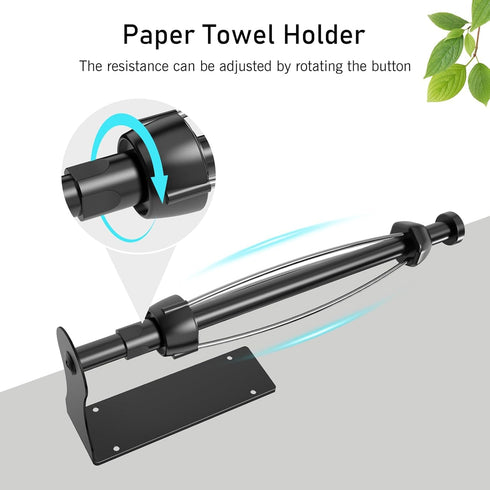 SetSail Paper Towel Holder, Single Hand Operable Paper Towel Holder Under Cabinet with Adjustable Damper, Easy Tear