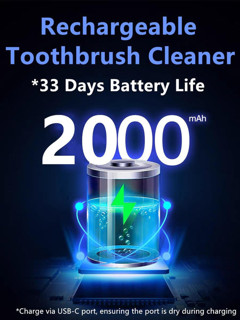 SHKI Toothbrush Cleaner & Toothbrush Holder, Cleaning and Air Drying, LED Smart Screen, Rechargeable Wall Mount