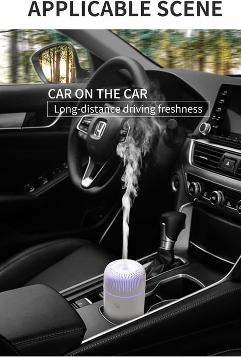 Portable Car Diffusers for Essential Oils, 7 Color Mini Humidifier, USB Diffuser for Office and Bedroom, Black