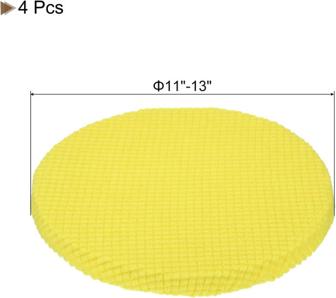 4 Pack, Dia.11-14", UXcell Round Bar Stool Covers - Elastic Bands "Chair Cushions Slipcovers - Lemon Yellow