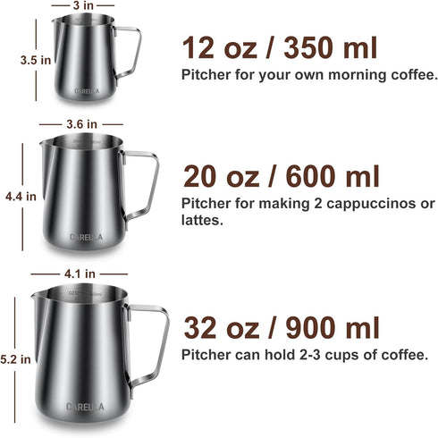 12oz Stainless Steel Milk Frothing Pitcher, Coffee Bar Accessories for Cappuccino Espresso Machine, Metal Jug