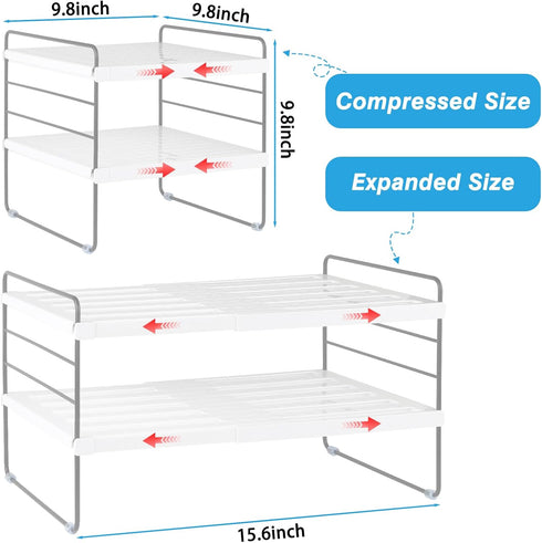 Pantry Organizers and Storage, 3 Tiers Expandable Foil and Plastic Wrap Organizer for Kitchen Cabinet Countertop (9.8"