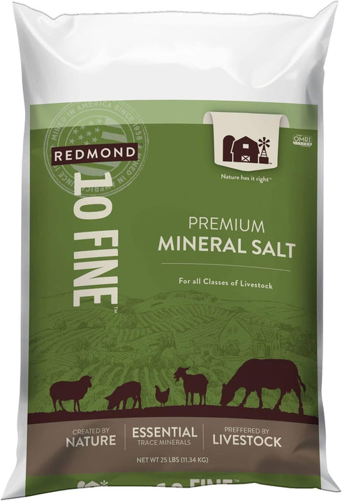 Redmond 10 Fine Natural Livestock Mineral Salt 25 LB Bag