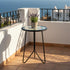 12" LIFFY Patio Side Table, Outdoor Metal Side Table with Glass Top, Indoor Round Accent End Table for Living Room