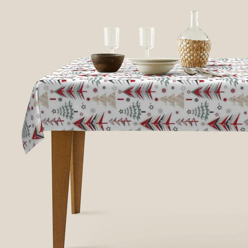 AGAYNA 60x104 Inch Christmas Tablecloth Rectangle Colorful Red Green Christmas Tree Table Cloth,Stain Resistance