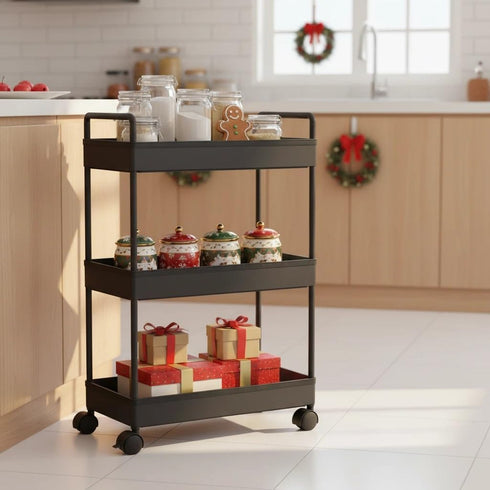 3 Ronlap Tier Slim Rolling Storage Cart with Wheels Plastic Utility Cart Organizer for Snack Craft Art Postpartum Baby