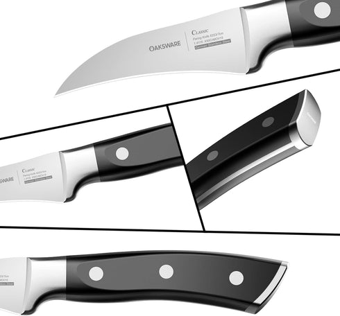 Bird Beak Paring Knife - 2.75 Inch Peeling Knife, German Stainless Steel Small Curved Fruit Knife with Ergonomic Handle