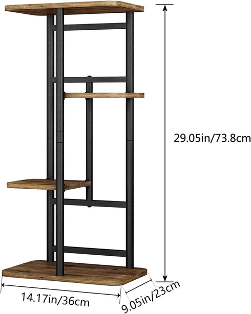 4 5 LINZINAR Plant Stand Indoor Tier Potted Multiple Plant Shelf Stands for Garden Corner Balcony Living Room Black