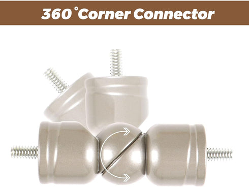 Adjustable Corner Connector, 2 Pack for 1 Inch & 7/8 Inch Diameter Curtain Rods, Antique Silver for Corner & Bay Windows