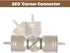 Adjustable Corner Connector, 2 Pack for 1 Inch & 7/8 Inch Diameter Curtain Rods, Antique Silver for Corner & Bay Windows