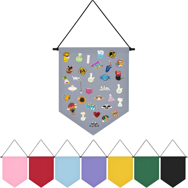 Wall Hanging Brooch Organizer Storage Board, Colorful Enamel Pin Badge Canvas Display Banner for Earrings Collection