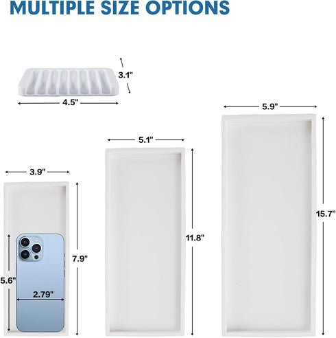 Bloss Counter Tray Set for Bathroom/Kitchen: 7.9" Silicone Tray for Soap, Sponge, and Jewelry