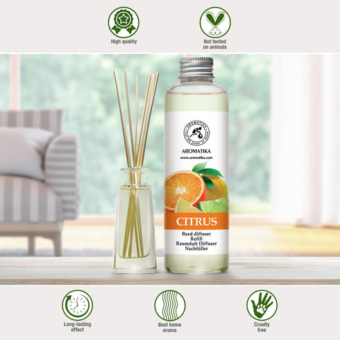 6.8 Oz Citrus Refill Reed Diffuser Fl - Room Diffuser Refill - Home Fragrance - Room Freshener - Fresh and Long Lasting