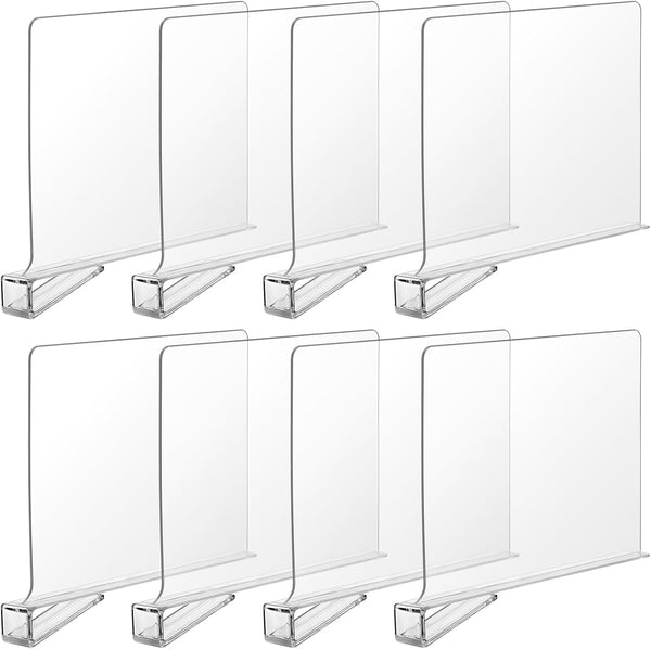 Boao 8 Pcs Shelf Dividers for Closet Organization Acrylic Clear Shelf Divider