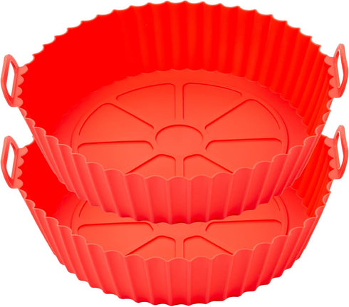 TEMBLE Air Fryer Silicone Liners - Round 2 Pack 8.6 Inch Reusable Air Fryer Liners for 4-7 QT Baking Tray