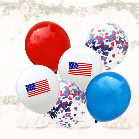 BinaryABC 25Pcs Patriotic Latex Confetti Balloons for 4th of July Celebrations