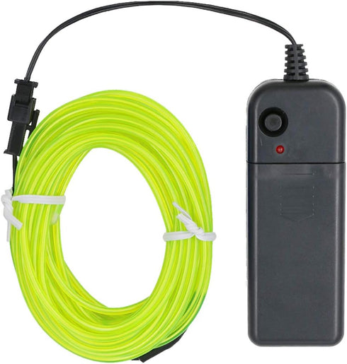 Searik EL Wire Fluorescent Green Lights - 16.4ft/5m Portable Glowing Rope Lights for Halloween Decor