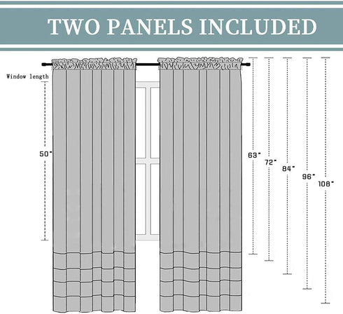 Yancorp 2 Panel Sets Semi Sheer Bedroom Curtains, 96 inch Length Rod Pocket Curtain in Teal Turquoise Purple Ombre