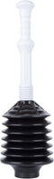JS Jackson Supplies Professional Bellows Toilet Plunger, High Pressure Power Plunger for Heavy Duty Clogs, White & Black