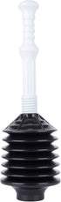 JS Jackson Supplies Professional Bellows Toilet Plunger, High Pressure Power Plunger for Heavy Duty Clogs, White & Black