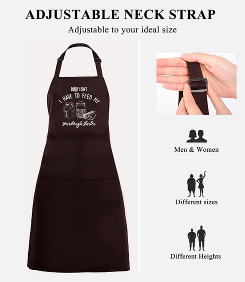 Waterproof Baking Baker Apron for Women and Men, Sourdough Bread Lover Gift with 2 Pockets for BBQ Kitchen
