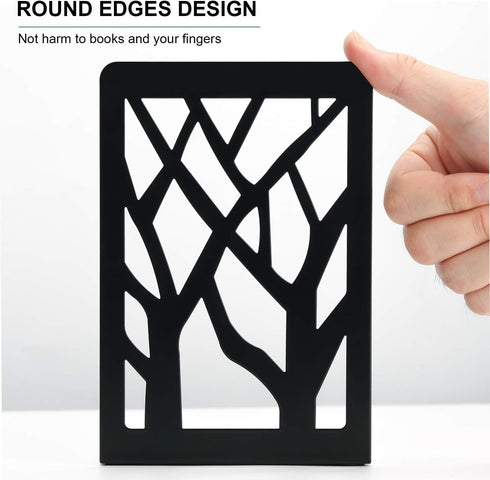 MaxGear Tree Design Book Ends, Heavy Duty Metal Book Stopper for Shelves, Decorative Organizer for Books/DVDs