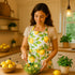 G2PLUS Thick Lemon Kitchen Apron with Pockets, Adjustable Cooking Apron for Baking, 30 x 25 inch