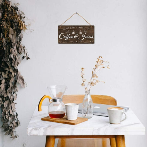 Putuo Decor Coffee Sign, Kitchen Coffee Bar Decor, 12 x 6 Hanging Plaque, Gifts for Coffee Lovers (Good Days Start with