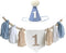 E0EHOHC 1st Birthday Decorations for Baby Boy Blue Handmade High Chair Banner with