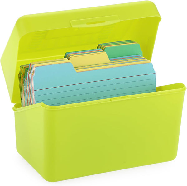 BTSKY 1 Pack 4 x 6 inch Index Card Box - Plastic Storage Organizer for Recipes, Note Cards, and Flashcards