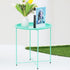 4 Garden you End Table Metal Side Table Green Round Folding Tray Cyan Sofa Small Accent Fold-able Table, Round End