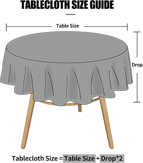 70" 70") Smiry Round Table Cloth, Waterproof Heavy Duty Vinyl Tablecloths, Wipeable Washable Table Cover for Kitchen