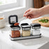 304 Set 3 Counter, Condiment Jar Spice Container with Stainless Steel Lids and Spoons,Clear Glass Condiment Canisters