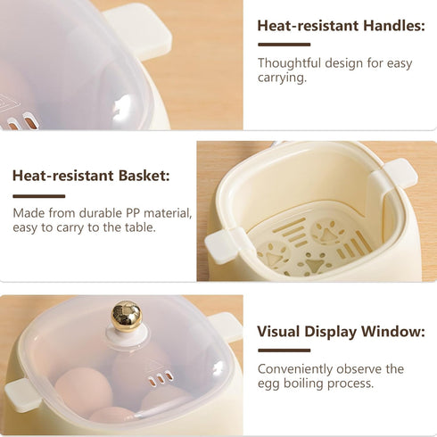 Rapid Egg Cooker, 6 in 1 Electric Egg Boiler for Hard Boiled, Soft Boiled, Egg Custard with Auto Shut Off - No BPA