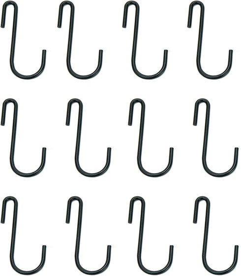 Huji S Shaped Heavy Duty Hanging Hooks for Kitchenware, Set of 6, Black Iron