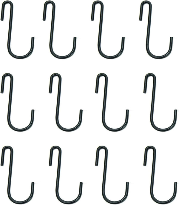 Huji S Shaped Heavy Duty Hanging Hooks for Kitchenware, Set of 6, Black Iron