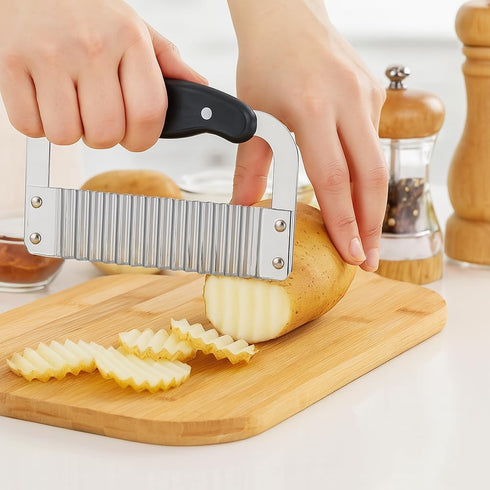 HIC Kitchen Crinkle-Cut Wave Slicer, Stainless Steel Blade - Vegetable Cutter
