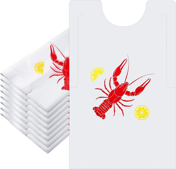 Hotop 50 Pack Plastic Disposable Bibs Seafood Boil Party Supplies Shrimp Crab