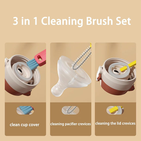 3 Pack 3 in 1 Multifunctional Cup Lid Cleaning Brush, Water Bottle Cleaner Brush Crevice Cleaning Brush for Bottle Gap Tight Spaces Cup by Faiwuoi