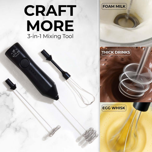 3 3 500 Zulay Kitchen Rechargeable Milk Frother - Dynamic - Speeds, Whisk Attachments, mAh USB Charging, Drink Mixer