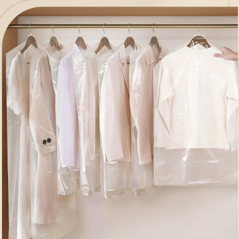 DERIQ 20pcs 60 Inch Plastic Garment Bag, Clear Dry Cleaner Bags for Clothes Cover, Laundry Bags for Storage