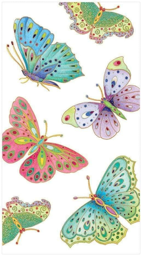 Packs 15 Caspari Jeweled Butterflies Paper Guest Towel Napkins in Pearl - Two