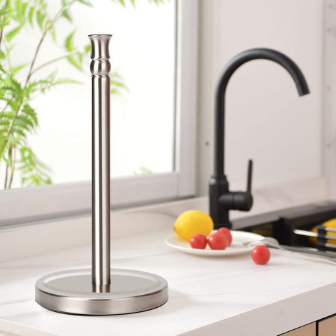 Paper Towel Holder Countertop, One-Handed Ripping Freestanding Holder with Heavy Base, Rust-Proof Design, NOT Tip Over